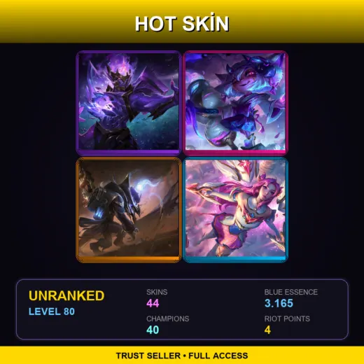 NA | Dark Star Jarvan IV | Spirit Blossom Tristana | High Noon Twitch | Star Guardian Kai'Sa | 44 Skin | 40 Champ | Lv80