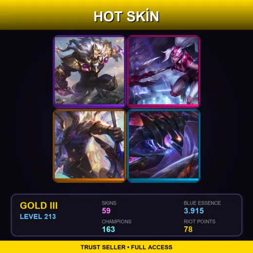 BR | Victorious Rengar | Challenger Nidalee | Victorious Aatrox | Dark Star Kha'Zix | 59 Skin | 163 Champ | Gold III | Lv213