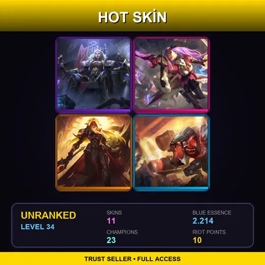 EUNE | Victorious Sejuani | Battle Queen Katarina | Solar Eclipse Leona | Battlecast Prime Cho'Gath | 11 Skin | 23 Champ | Lv34