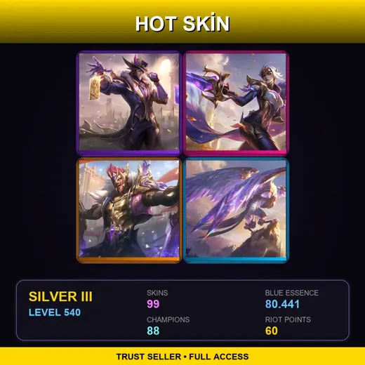 LAN | Victorious Twisted Fate | Victorious Fiora | Victorious Draven | Victorious Anivia | 99 Skin | 88 Champ | Silver III | Lv540