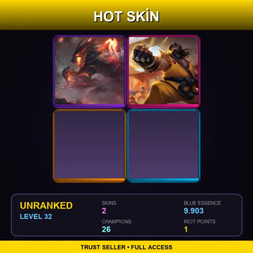 NA | Firefang Warwick | Black Belt Udyr | 2 Skin | 26 Champ | Lv32