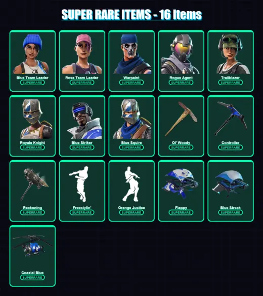 [PC/XBOX/PSN] | Blue Team Leader | Rose Team Leader | Warpaint | Rogue Agent | Trailblazer | 41 skin | 30 pickaxe | 35 emote | 33 glider | Lv403