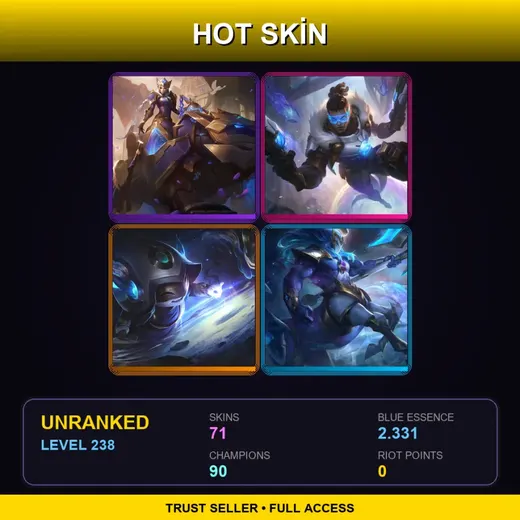 TW | Hextech Sejuani | Blood Moon Tryndamere | Cosmic Enchantress Lulu | Cosmic Charger Hecarim | 71 Skin | 90 Champ | Lv238
