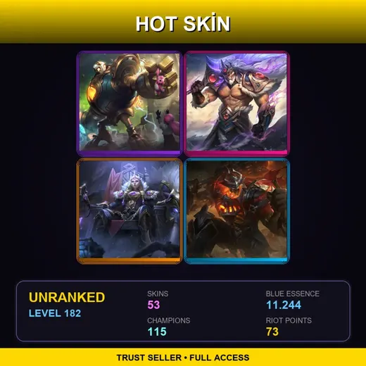 LAN | Victorious Blitzcrank | Victorious Tryndamere | Victorious Sejuani | High Noon Mordekaiser | 53 Skin | 115 Champ | Lv182 — Arcana Ryze