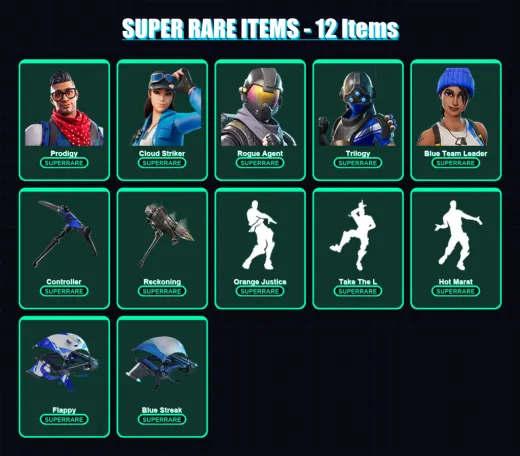 [PS4/PS5/XBOX/PC] | Prodigy | Cloud Striker | Rogue Agent | Trilogy | Blue Team Leader | 100 skin | 85 pickaxe | 88 emote | 86 glider | Lv968