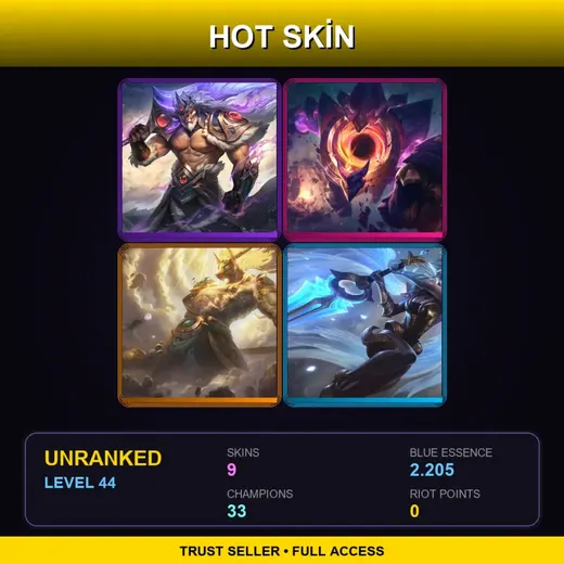 RU | Victorious Tryndamere | Dark Star Malphite | Lunar Guardian Nasus | Dawnbringer Riven | 9 Skin | 33 Champ | Lv44 — Dawnbringer Riven