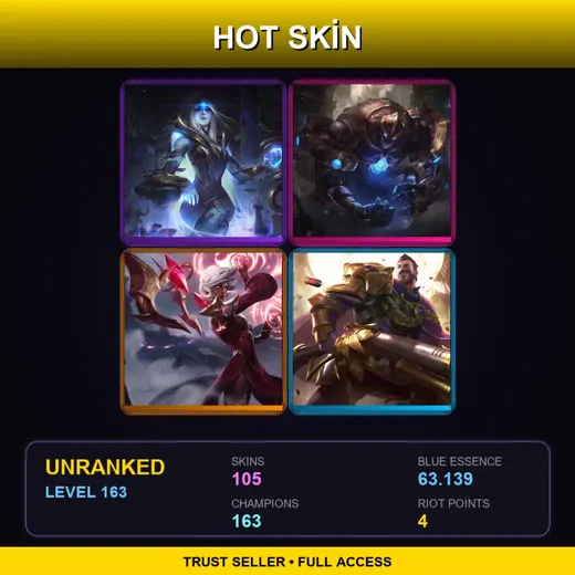 VN | Hextech Galio | Conqueror Karma | Victorious Graves | Victorious Aatrox | 105 Skin | 163 Champ | Lv163