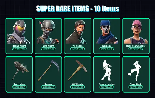 [PC/XBOX] | Rogue Agent | Elite Agent | The Reaper | Warpaint | Rose Team Leader | 71 skin | 51 pickaxe | 72 emote | 62 glider | Lv799