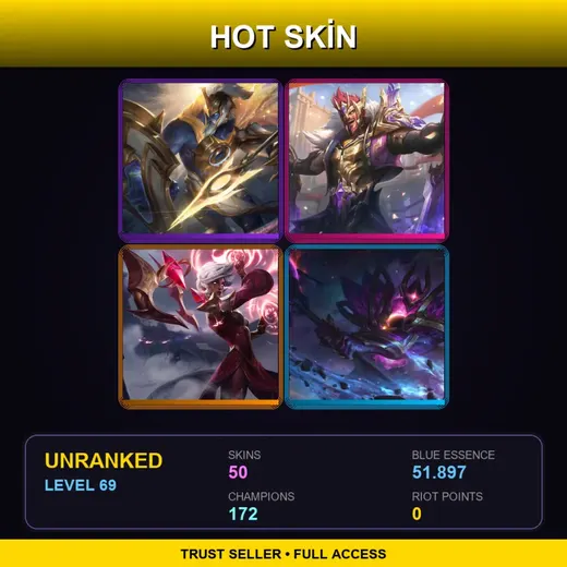 VN | Prestige Ascended Pantheon | Victorious Draven | Conqueror Karma | Dark Star Mordekaiser | 50 Skin | 172 Champ | Lv69