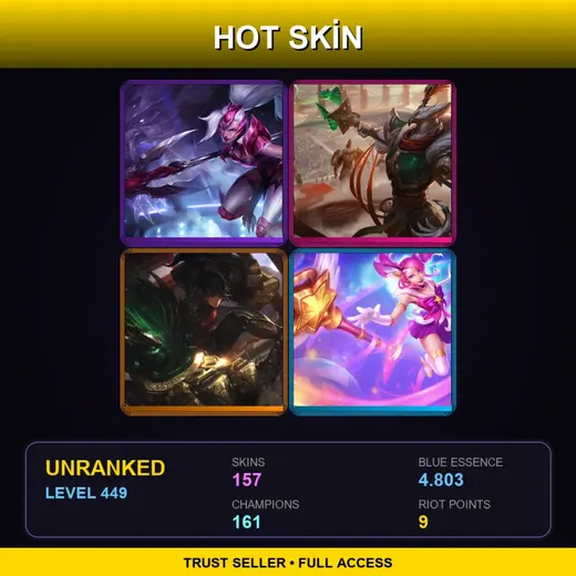 SG | Challenger Nidalee | Star Guardian Lux | Star Guardian Lulu | High Noon Yasuo | 157 Skin | 161 Champ | Lv449