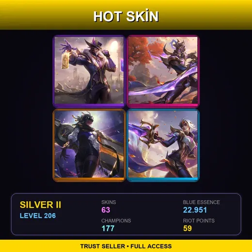 LAN | Victorious Twisted Fate | Victorious Master Yi | Prestige True Damage Senna | Victorious Fiora | 63 Skin | 177 Champ | Silver II | Lv206