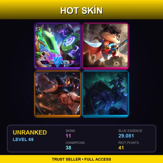 LAN | Battle Boss Blitzcrank | Super Teemo | Bewitching Nidalee | Darkrider Sejuani | 11 Skin | 38 Champ | Lv69