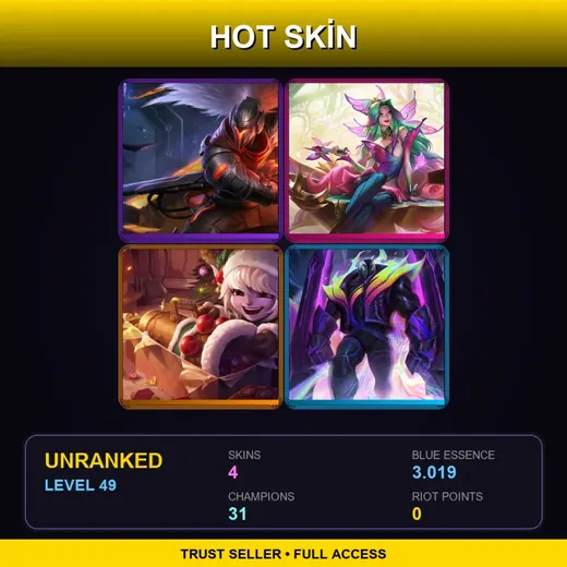 ME | PROJECT: Yasuo | Faerie Court Seraphine | Earnest Elf Tristana | Empyrean K'Sante | 4 Skin | 31 Champ | Lv49