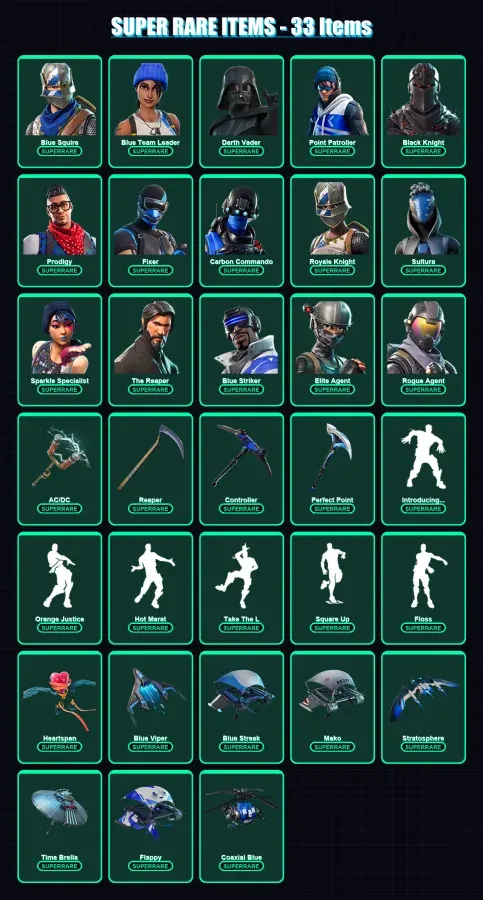 [PS4/PS5/XBOX/PC] | Blue Squire | Blue Team Leader | Darth Vader | 224 skin | Lv3528
