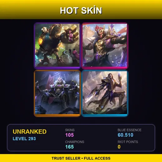 VN | Victorious Blitzcrank | Victorious Draven | Victorious Sejuani | Victorious Lucian | 105 Skin | 165 Champ | Lv293
