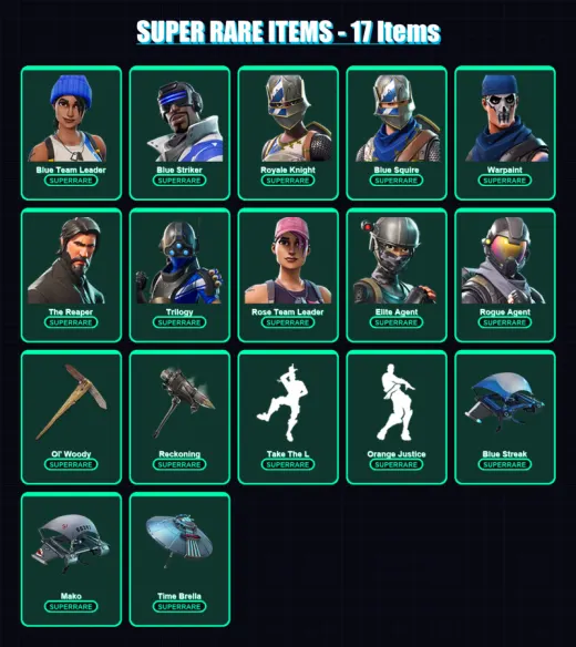 [PS4/PS5/XBOX/PC] | Blue Team Leader | Blue Striker | Royale Knight | Blue Squire | Warpaint | 75 skin | 47 pickaxe | 51 emote | 58 glider | Lv632