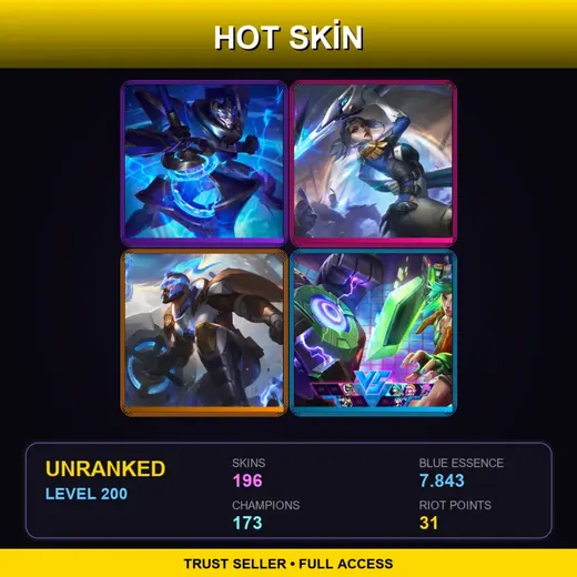 NA | Hextech Jarvan IV | Battle Academia Ezreal | Cosmic Defender Xin Zhao | High Noon Twisted Fate | 196 Skin | 173 Champ | Lv200