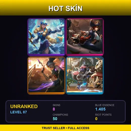 LAS | Winter Wonder Soraka | Waterloo Miss Fortune | True Damage Akali | Pug'Maw | 8 Skin | 50 Champ | Lv87 — Waterloo Miss Fortune