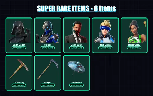 [PS4/PS5/XBOX/PC] | Darth Vader | Trilogy | John Wick | Neo Versa | Major Glory | 290 skin | 312 pickaxe | 316 emote | 201 glider | Lv2825