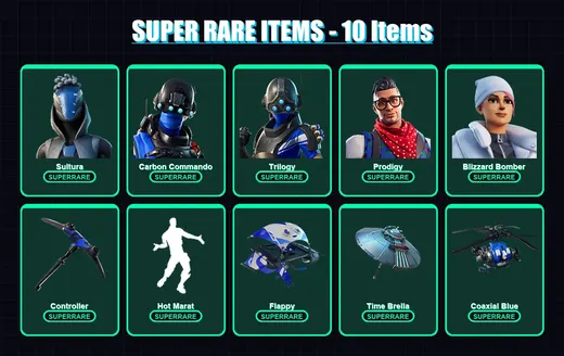 [PS4/PS5/XBOX/PC] | Sultura | Carbon Commando | Trilogy | Prodigy | Blizzard Bomber | 8 skin | 15 pickaxe | 16 emote | 18 glider | Lv183