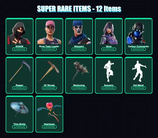 [PC/XBOX] | IKONIK | Rose Team Leader | Warpaint | Glow | Carbon Commando | 89 skin | 113 pickaxe | 79 emote | 100 glider | Lv1314