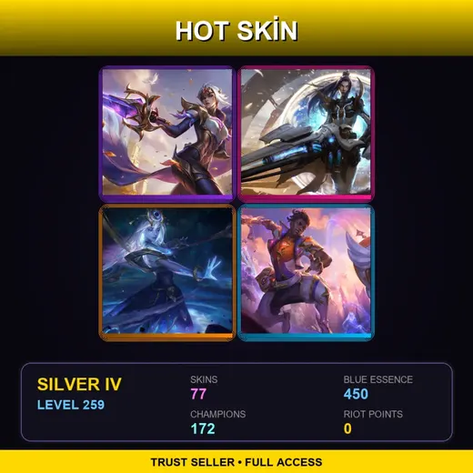 LAS | Victorious Fiora | Star Guardian Ekko | Spirit Blossom Ahri | PROJECT: Warwick | 77 Skin | 172 Champ | Silver IV | Lv259 — Mistletoe Leblanc