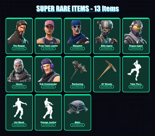 [PS4/PS5/XBOX/PC] | The Reaper | Rose Team Leader | Warpaint | Elite Agent | Rogue Agent | 63 skin | 49 pickaxe | 68 emote | 49 glider | Lv624