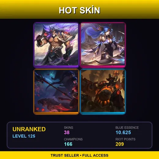 LAS | Victorious Tryndamere | Victorious Sona | High Noon Urgot | Elderwood LeBlanc | 38 Skin | 166 Champ | Lv125 — Snow Moon Morgana