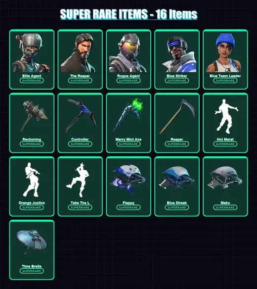 [PC/XBOX/PSN] | Elite Agent | The Reaper | Rogue Agent | Blue Striker | Blue Team Leader | 68 skin | 62 pickaxe | 74 emote | 73 glider | Lv1464