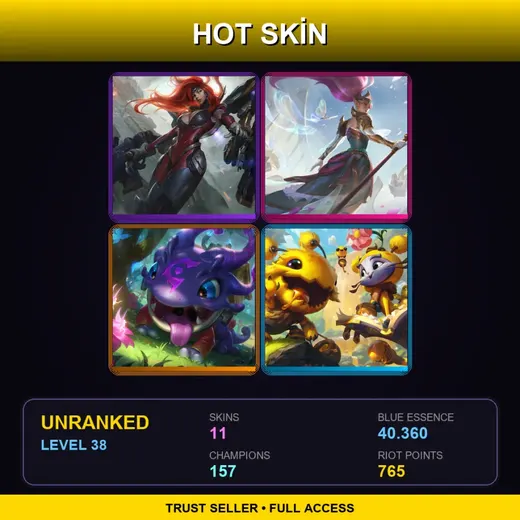 TW | Gun Goddess Miss Fortune | Battle Queen Janna | Arcanist Kog'Maw | Yuubee | 11 Skin | 157 Champ | Lv38