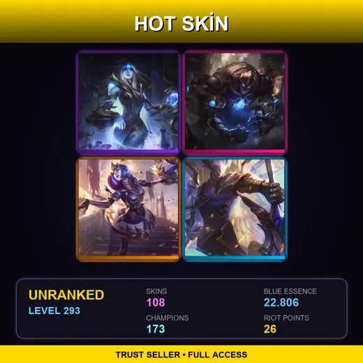 SG | Hextech Galio | Victorious Orianna | Victorious Aatrox | Spirit Blossom Evelynn | 108 Skin | 173 Champ | Lv293