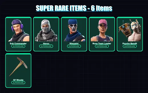 [PC/XBOX/PSN] | Sub Commander | Havoc | Warpaint | Rose Team Leader | Psycho Bandit | 7 skin | 7 pickaxe | 2 emote | 5 glider | Lv13