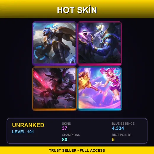LAS | Cosmic Devourer Vladimir | Blood Moon Sivir | Pulsefire Pantheon | Star Guardian Lux | 37 Skin | 80 Champ | Lv101
