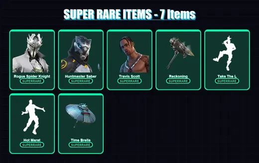 [PC/PSN] | Rogue Spider Knight | Huntmaster Saber | Travis Scott | Blackheart | Zenith | 110 skin | 115 pickaxe | 123 emote | 107 glider | Lv1387 — Game account