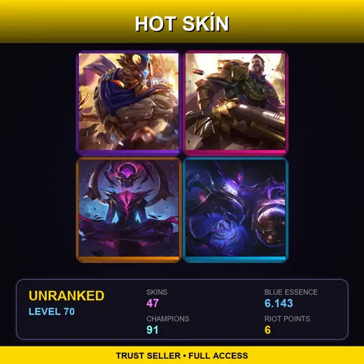 LAS | Victorious Maokai | Victorious Graves | Dark Star Karma | Dark Star Orianna | 47 Skin | 91 Champ | Lv70