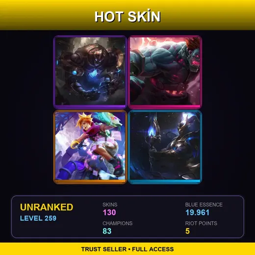 LAS | Hextech Galio | Hextech Sion | Cosmic Defender Xin Zhao | Spirit Blossom Riven | 130 Skin | 83 Champ | Lv259 — Papercraft Anivia