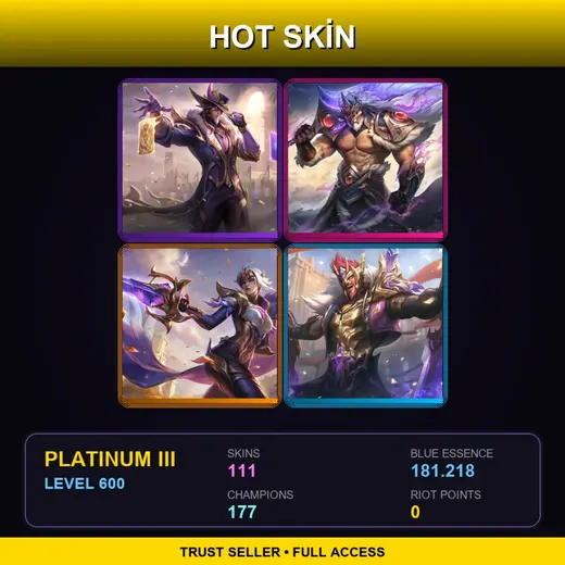 LAN | Victorious Twisted Fate | Victorious Tryndamere | Victorious Fiora | Victorious Draven | 111 Skin | 177 Champ | Platinum III | Lv600