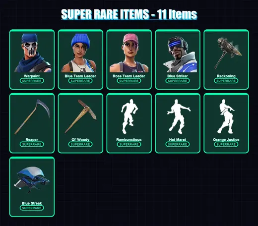 [PC/XBOX/PSN] | Warpaint | Blue Team Leader | Rose Team Leader | Blue Striker | Hime | 72 skin | 108 pickaxe | 93 emote | 91 glider | Lv1320
