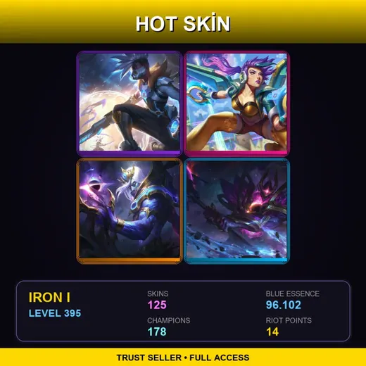 TR | Spirit Blossom Master Yi | Battle Academia Garen | Cosmic Devourer Vladimir | Dark Star Mordekaiser | 125 Skin | 178 Champ | Iron I | Lv395