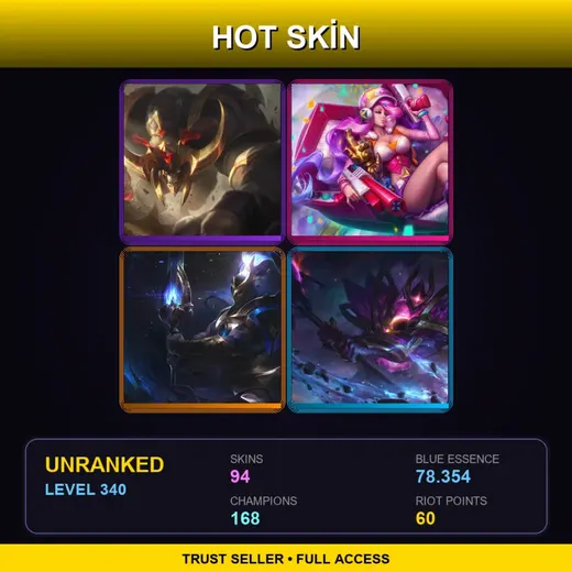 EUW | Conqueror Alistar | Cosmic Defender Xin Zhao | Dark Star Mordekaiser | PROJECT: Jinx | 94 Skin | 168 Champ | Lv340