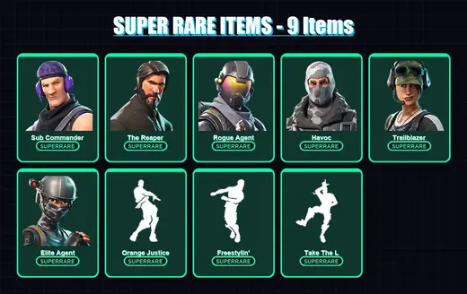 [PS4/PS5/PC] | Sub Commander | The Reaper | Rogue Agent | Havoc | Trailblazer | 26 skin | 13 pickaxe | 18 emote | 16 glider | Lv125
