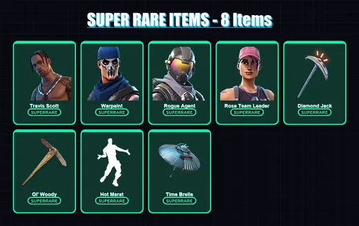 [PC/XBOX/PSN] | Travis Scott | Warpaint | Rogue Agent | Rose Team Leader | Blackheart | 199 skin | 191 pickaxe | 161 emote | 133 glider | Lv1842