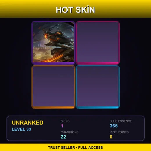 RU | Inkshadow Master Yi | 1 Skin | 22 Champ | Lv33