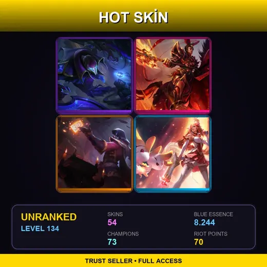 SG | Hextech Nocturne | Blood Moon Twisted Fate | Star Guardian Miss Fortune | High Noon Samira | 54 Skin | 73 Champ | Lv134