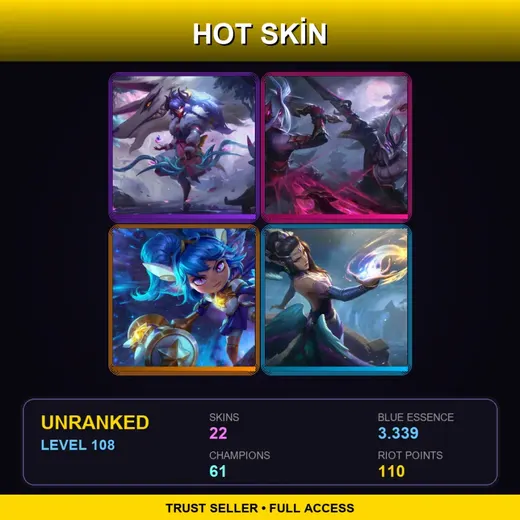 LAN | Spirit Blossom Kindred | Blood Moon Master Yi | Star Guardian Poppy | Majestic Empress Morgana | 22 Skin | 61 Champ | Lv108 — Pizza Delivery Sivir