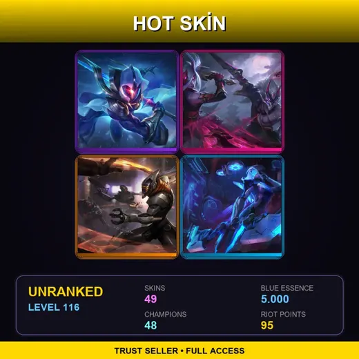 LAN | Cosmic Blade Master Yi | Blood Moon Master Yi | PROJECT: Yi | PROJECT: Ashe | 49 Skin | 48 Champ | Lv116