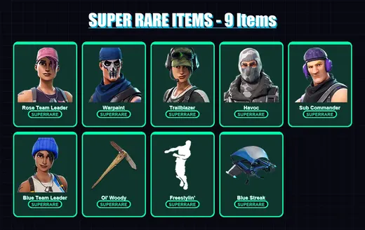 [PS4/PS5/XBOX/PC] | Rose Team Leader | Warpaint | Trailblazer | Havoc | Sub Commander | 12 skin | 12 pickaxe | 7 emote | 12 glider | Lv56
