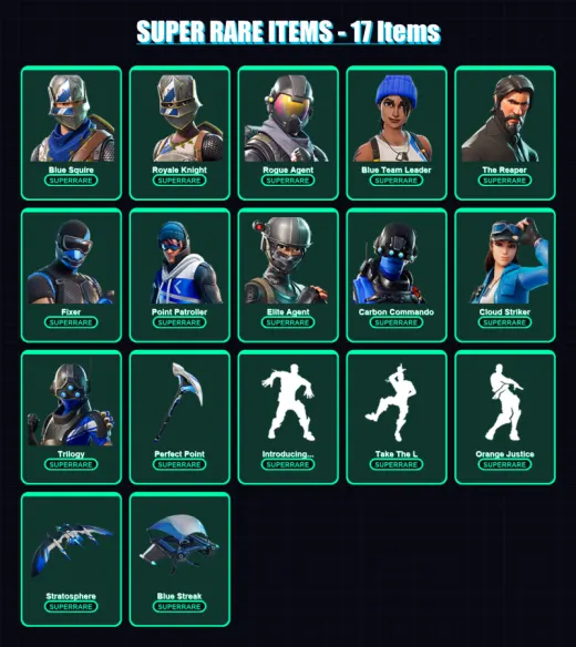 [PC/XBOX] | Blue Squire | Royale Knight | Rogue Agent | Blue Team Leader | The Reaper | 39 skin | 28 pickaxe | 39 emote | 39 glider | Lv520