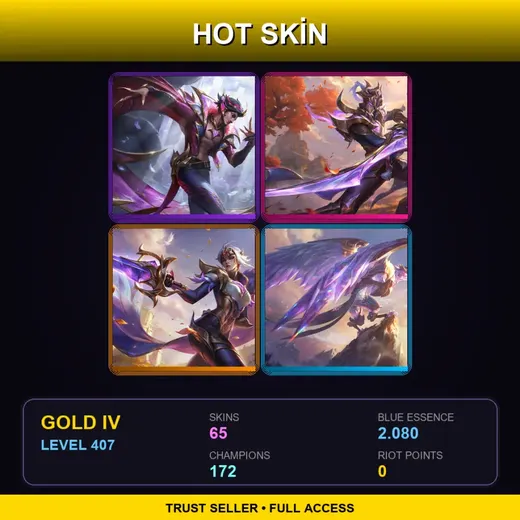 RU | Prestige Dragonmancer Rakan | Victorious Master Yi | Victorious Fiora | Victorious Anivia | 65 Skin | 172 Champ | Gold IV | Lv407 — Empyrean Jax