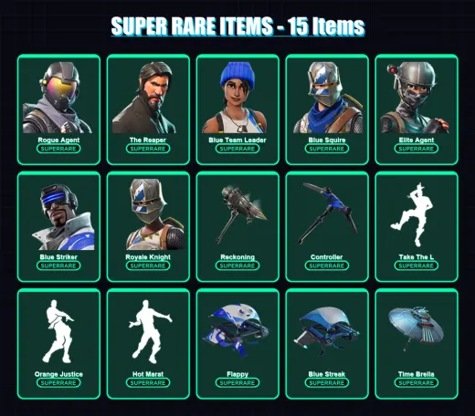 [PS4/PS5/XBOX/PC] | Rogue Agent | The Reaper | Blue Team Leader | Blue Squire | Elite Agent | 32 skin | 44 pickaxe | 45 emote | 51 glider | Lv844